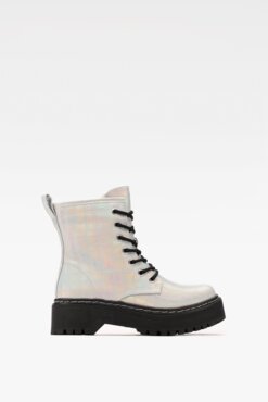 šněrovací bota vysoká DeeZee WS5207-02 STŘÍBRNÁ